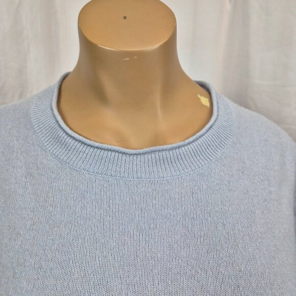 Rachel Zoe 100% 2-ply cashmere sweater light blue with rolled neck size XL EUC - Picture 2 of 10